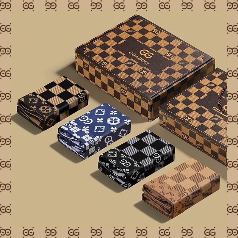 Men's Underwear 4 Pcs Retro Geometric Letters Print Breathable Boxer Briefs Set 57589817Z