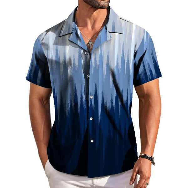 Men's Retro Gradient Lapel Short Sleeve Shirt 20318332TO