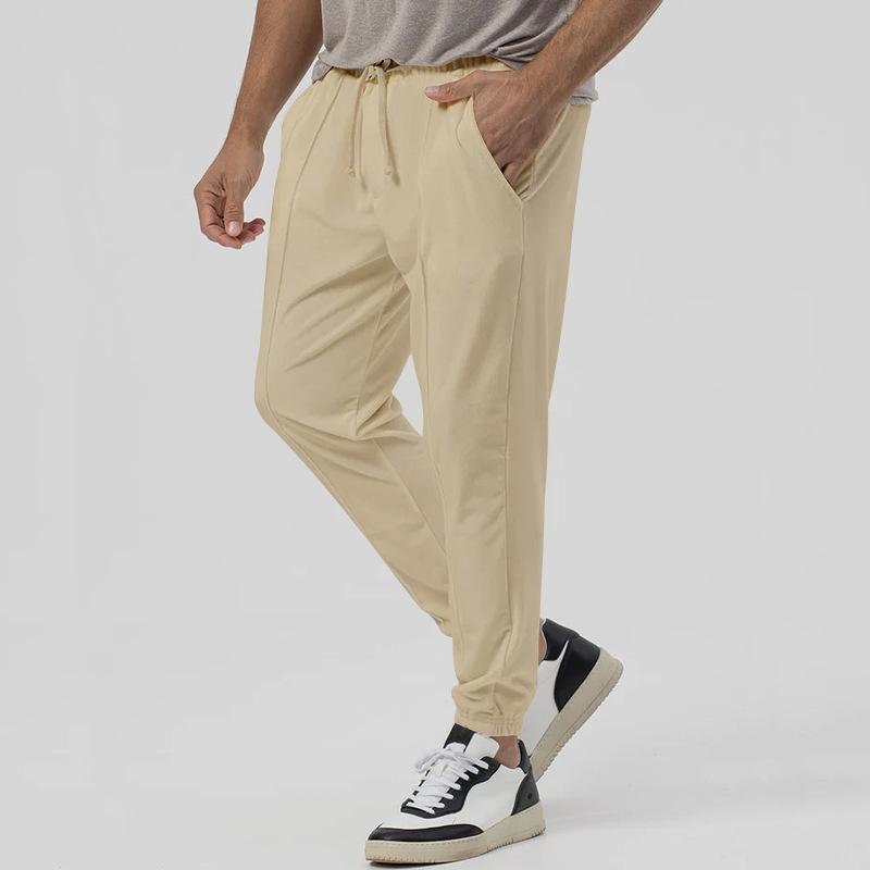 Men's Classic Casual Sports Solid Solor Elastic Waist Cuff Pants 95215917K