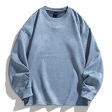 Men's Vintage Solid Color Suede Round Neck Loose Pullover Sweatshirt 99370869M