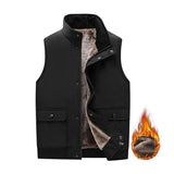 Men's Winter Classic Simple Plus Velvet Cotton Stand Collar Vest 90077166K