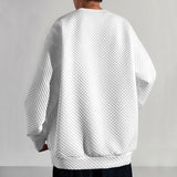 Men's Casual Solid Color Diamond Round Neck Pullover Long-Sleeved Sweatshirt 21707042M