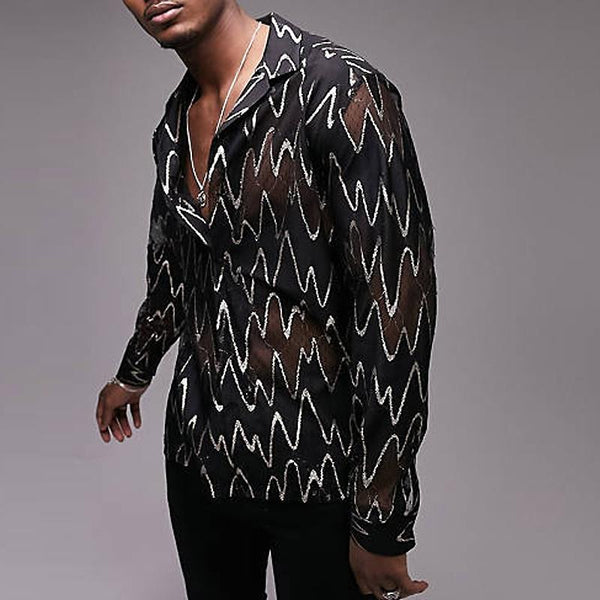 Men's Casual Printed Long Sleeve Shirt 12627417Y