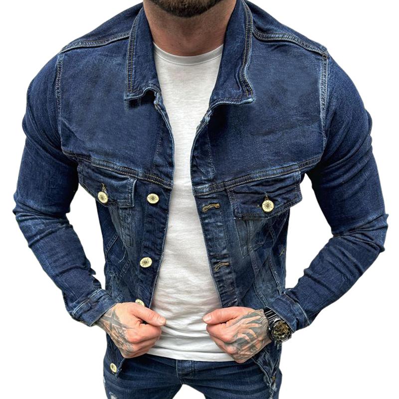 Men's Vintage Lapel Single Breasted Denim Jacket 84634132X