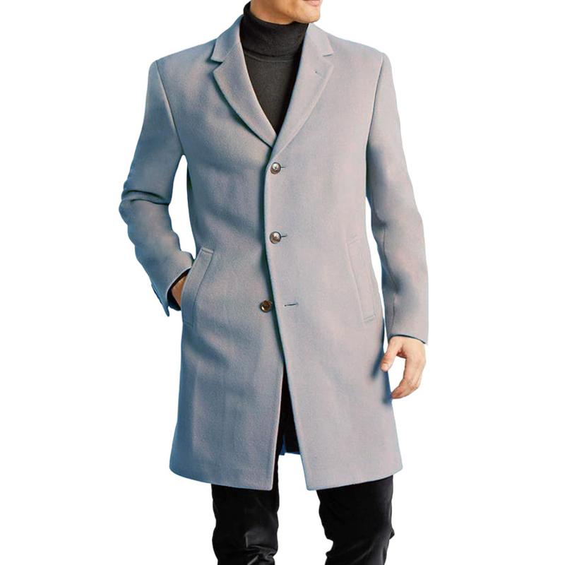 Men's Solid Color Single Breasted Lapel Coat 29195403X