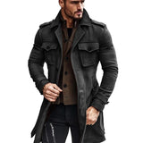 Men's Solid Color Slim Fit Mid-length Coat 74376977X