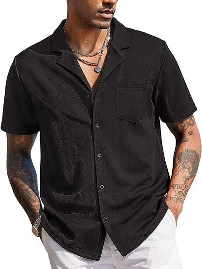 Men's Buttoned Short Sleeve Cuban Beach Shirt 32086007X