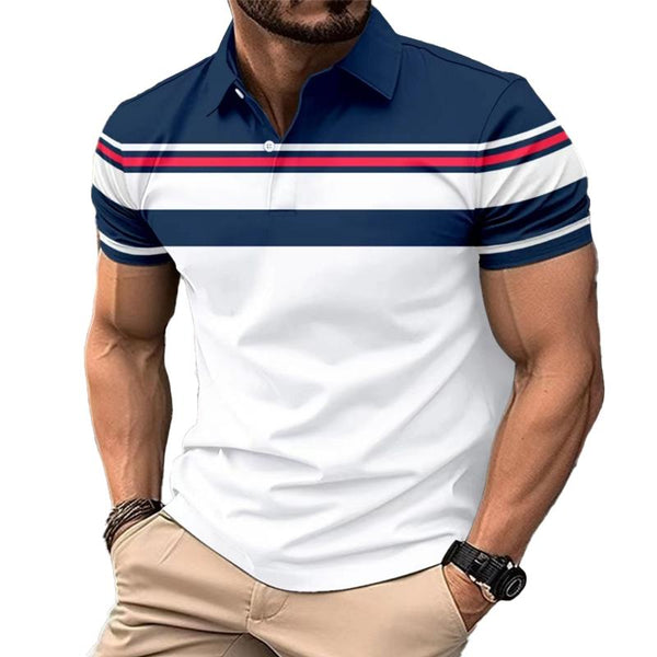 Men's Casual Color Block Short Sleeve Polo Shirt 50217633Y
