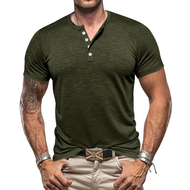 Men's Casual Henley Collar Short Sleeve T-Shirt 76662406Y