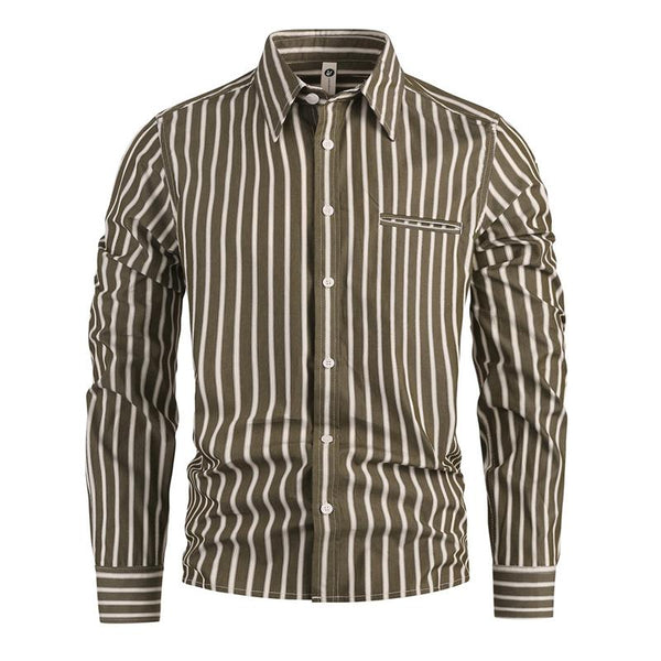 Men's Striped Casual Long Sleeve Lapel Shirt 84015166X