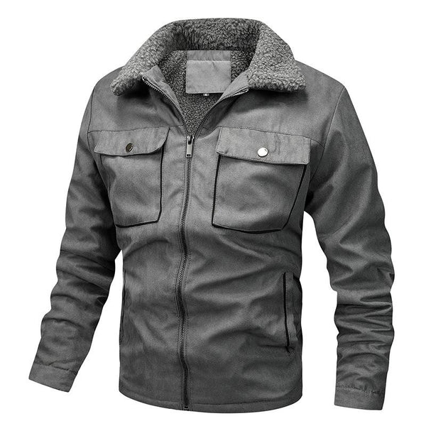 Men's Loose Lapel Plus Fleece Zipper Jacket 11292299X