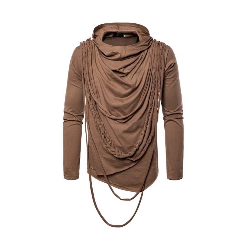 Men's Casual Street Fashion Hooded Pullover Pile Collar T-shirt 92899770K