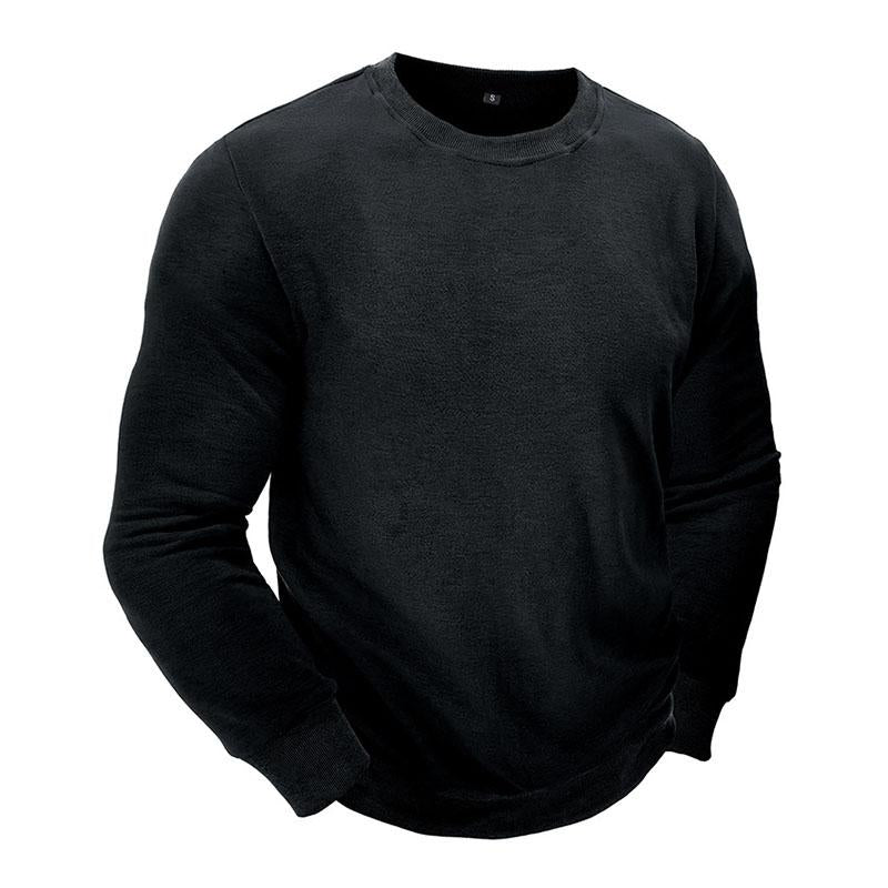 Men's Casual Outdoor Round Neck Fleece Warm Long-Sleeved Sweatshirt 55766743M
