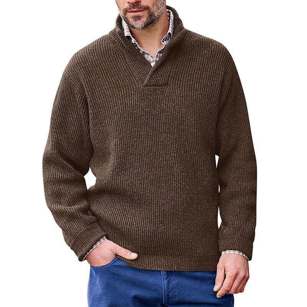 Men's Casual Solid Color V Neck Loose Long Sleeve Pullover Sweater 88333348M