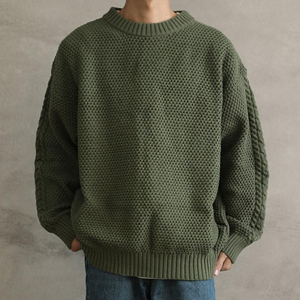 Men's Casual Solid Color Crew Neck Sweater 50121407Y