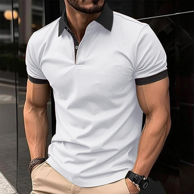 Men's Casual Color Block Short Sleeve POLO Shirt 43371751Y