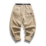 Men's Fleece Plush Solid Color Elastic Waist Casual Pants 09399028Z