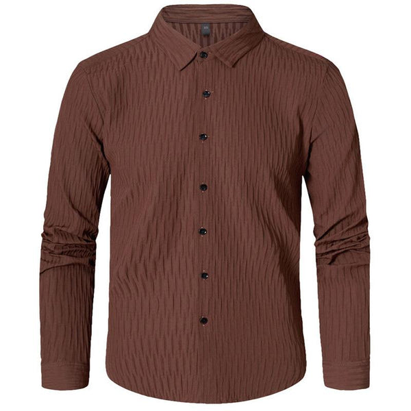 Men's Vintage Texture Solid Color Casual Long-sleeved Shirt 57012627X