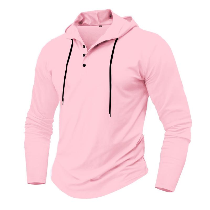 Men's Casual Solid Color Loose Long Sleeve Hoodie 50305630X