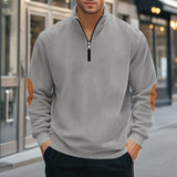 Men's Corduroy Colorblock Stand Collar Half Zip Long Sleeve Sweatshirt 59980123Y