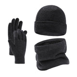 Men's  Winter Plus Velvet Hat Scarf Gloves Three-piece Knitted Hat 11161881K