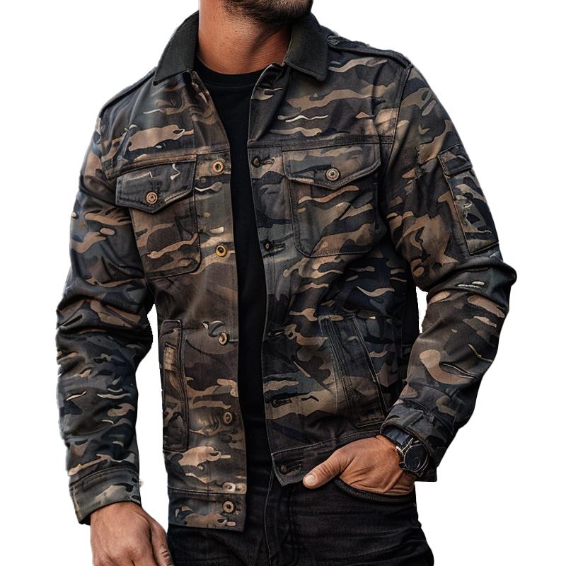 Men's Camouflage Patchwork Lapel Jacket 45375689X