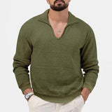 Men's Solid Color Casual Breathable V-neck Long-sleeved Sweater 42366896X