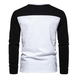 Men's Color Block Henley Collar Long Sleeve T-shirt 18586802Z