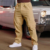 Men's Casual Solid Color Multi-Pocket Cargo Pants 39111426Y