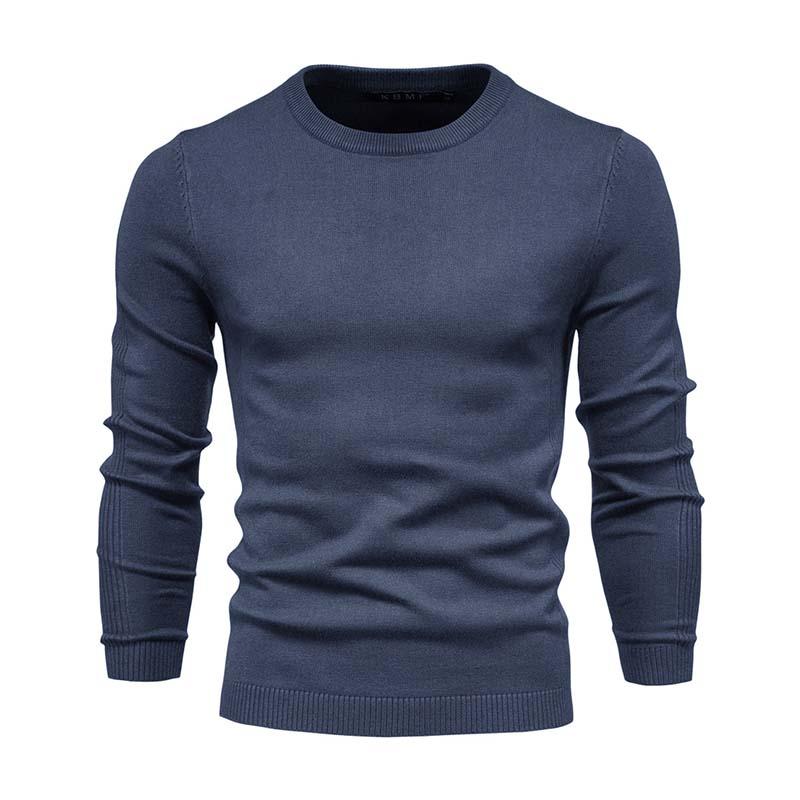 Men's Classic Casual Solid Color Round Neck Slim Sweater 81109540K