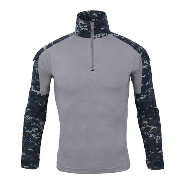 Men's Casual Outdoor Camouflage Patchwork Stand Collar Zipper Pullover Sweatshirt 39898272M