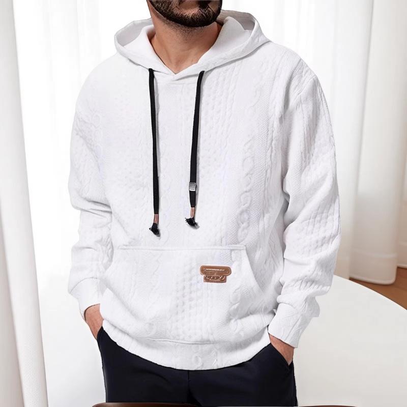 Men's Loose Texture Jacquard Long Sleeve Hoodie 86573636Y