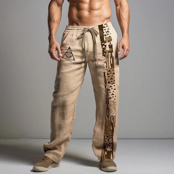 Men's Casual Printed Drawstring Straight Trousers 11045803Y
