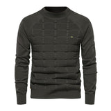 Men's Casual Round Neck 3D Knitted Long-Sleeved Pullover Sweater 94104794M