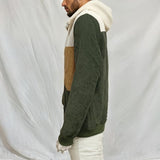 Men's Casual Colorblock Corduroy Long Sleeve Hoodie 41087146Y