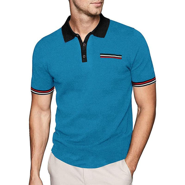 Men's Colorblock Lapel Short Sleeve Polo Shirt 72229100Z