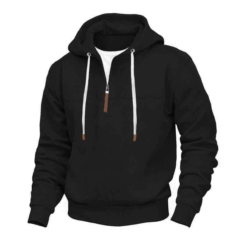 Men's Solid Color Half-zip Hoodie 18612415X