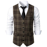 Men's Vintage British Style Pattern Single Breasted Suit Vest 36558435Y
