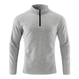 Men's Casual Half-Zip Stand Collar Breathable Stretch Long Sleeve T-Shirt 32098519M