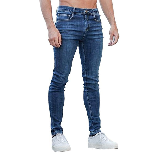 Men's Casual Solid Color Straight Leg Stretch Jeans 01445525Y