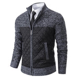 Men's Quilted Stand Collar Knit Cardigan 16216098F