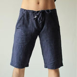 Men's Casual Cotton Linen Drawstring Breathable Loose Shorts 12693680M