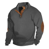 Men's Outdoor Leisure Stand Collar Long Sleeve Color Matching Small Checkered Sweatshirt 79011192Z