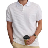 Men's Jacquard Short Sleeve Button Polo Shirt 60581715X