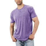 Men's Casual Round Neck Solid Color Basic Short-Sleeved T-Shirt 04334936M