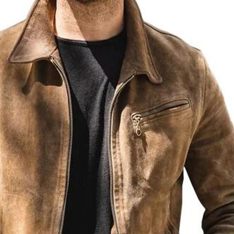 Men's Vintage Suede Lapel Jacket 82636299U