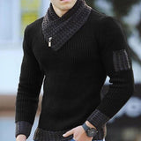 Men's Scarf Collar Knitted Pullover Sweater 81087121U