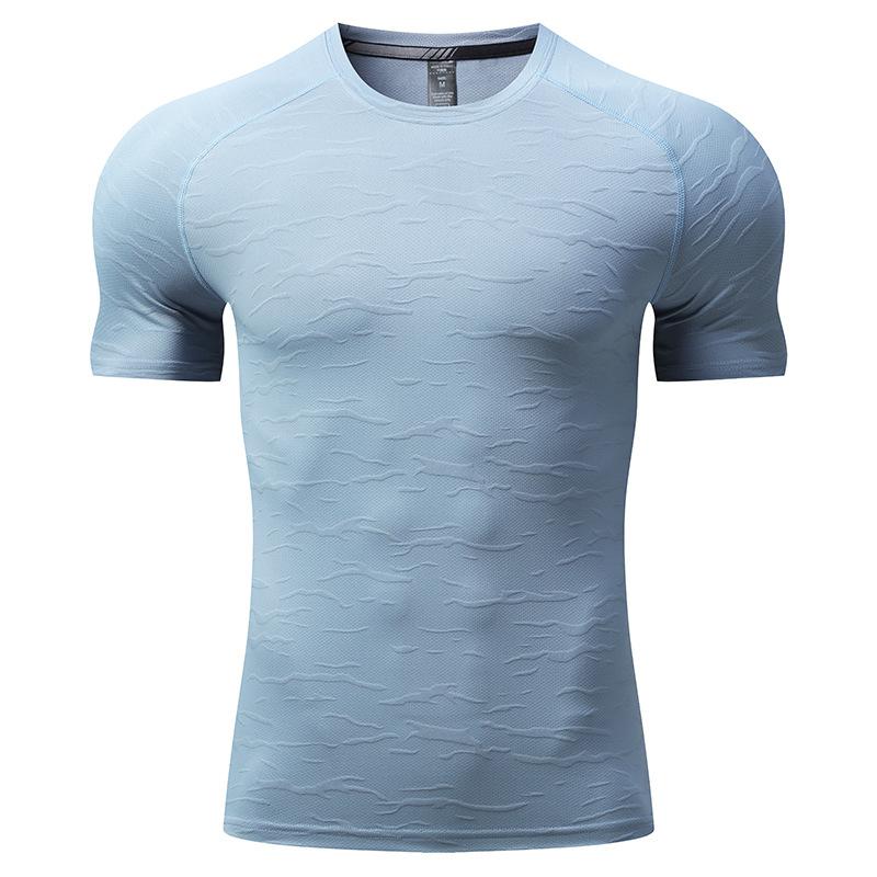 Men's Solid Round Neck Short Sleeve Sports Fitness T-shirt 60694283Z