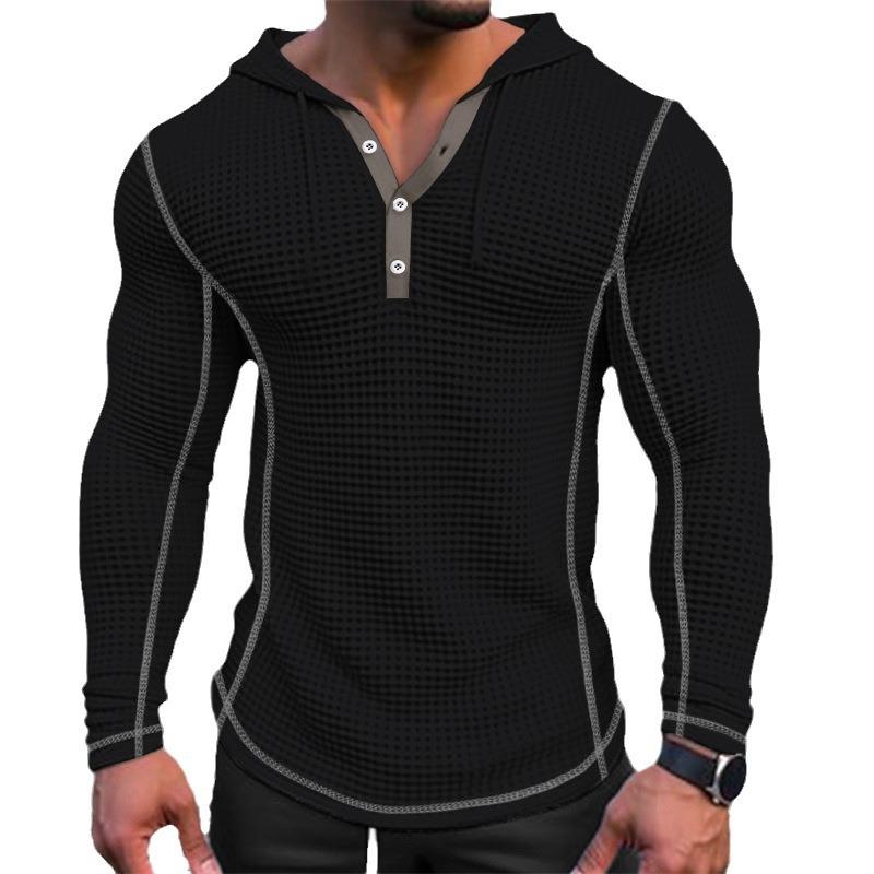 Sudadera con capucha informal de manga larga con diseño de gofres lisos para hombre 48232742Z