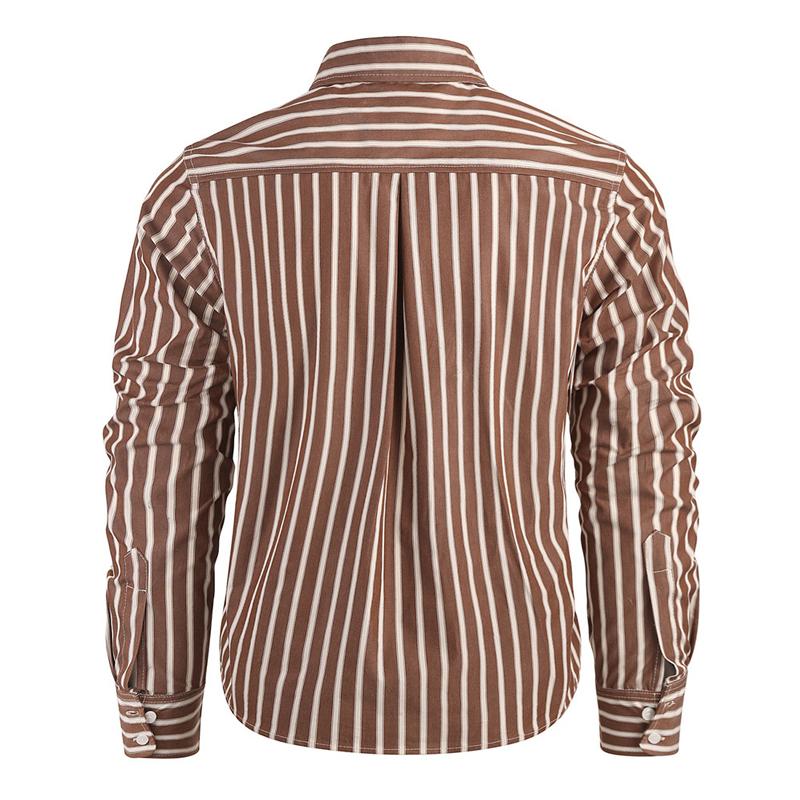 Men's Striped Casual Long Sleeve Lapel Shirt 84015166X